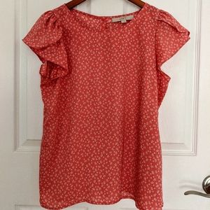 LOFT Petite Pink Floral Blouse